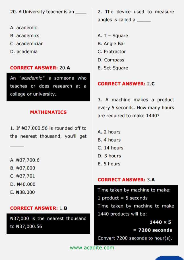 Sample of Nigerian Navy past questions and answers 
