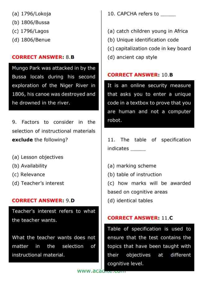 trcn past questions and answers
