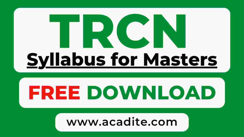 TRCN exam syllabus for Masters