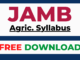 JAMB syllabus for Agriculture PDF download